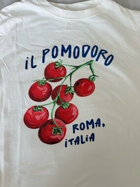 H&M White Graphic Tee with Red Tomato Print